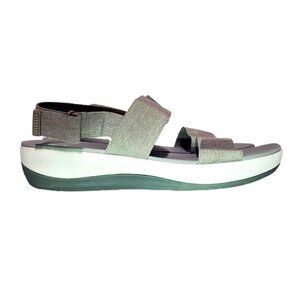 CLARKS Cloud Steppers Womens Sandal Sz 12/44 Gray Stretch Strap Sling Back